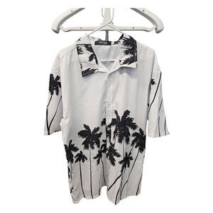 APTRO White And Black Palm Tree Hawaiian Shirt Mens XL NEW WITH TAGS
